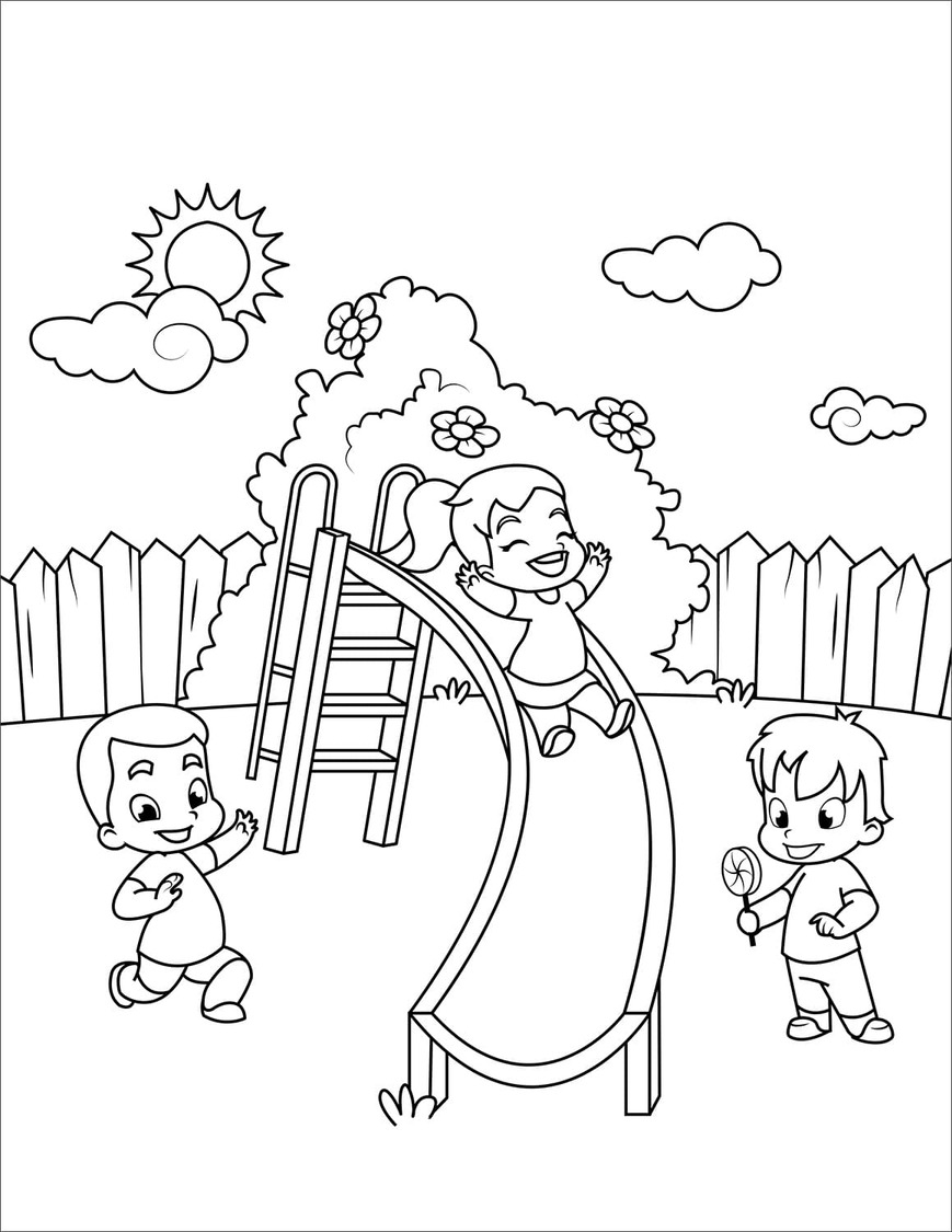 Dibujos de Dibujar niños jugando impresión para colorear