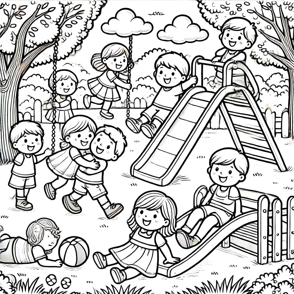Dibujos de Dibujar niños jugando lindo para colorear
