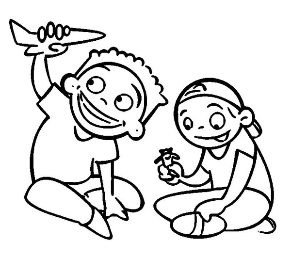 Dibujos de Dibujar Niños Jugando muy fácil para colorear