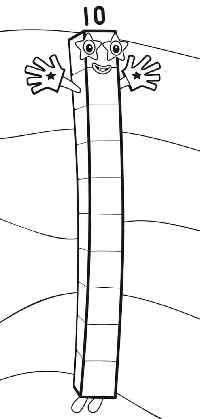 Dibujos de Dibujar Numberblocks 10 para colorear