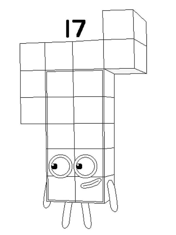 Dibujos de Dibujar Numberblocks 17 para colorear
