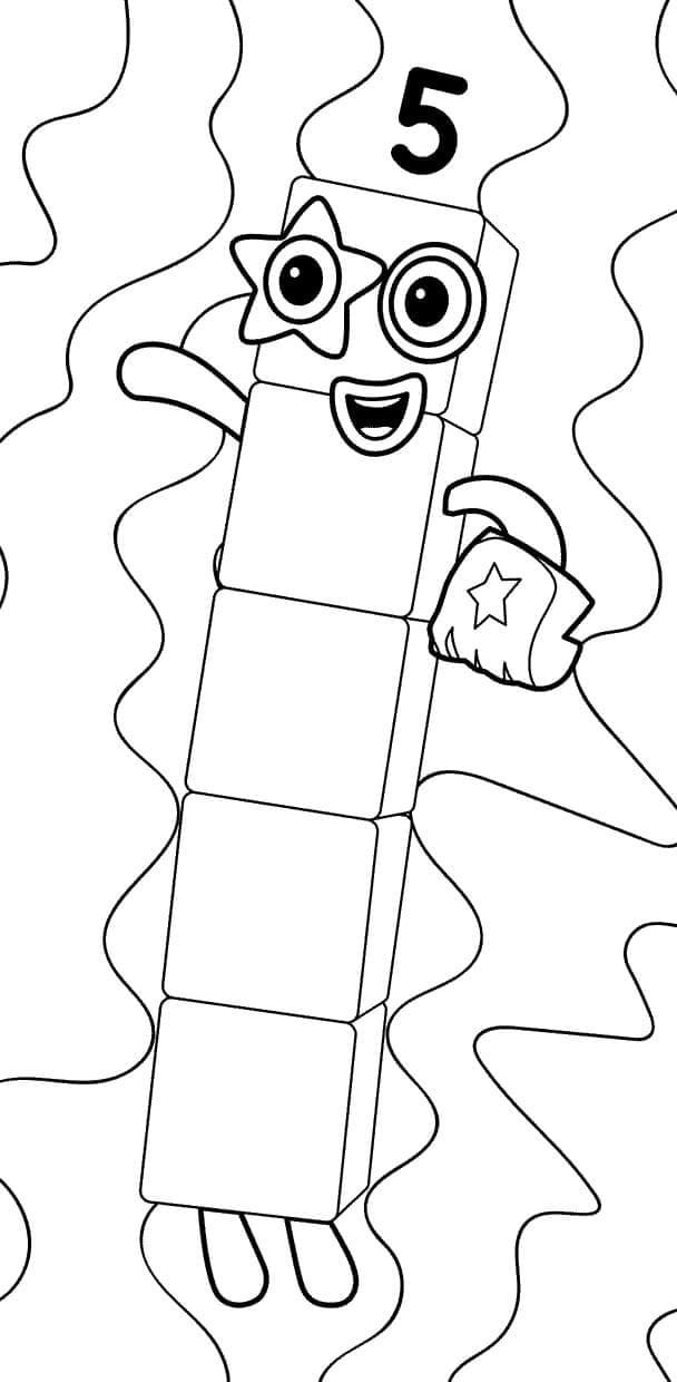 Dibujos de Dibujar Numberblocks 5 para colorear