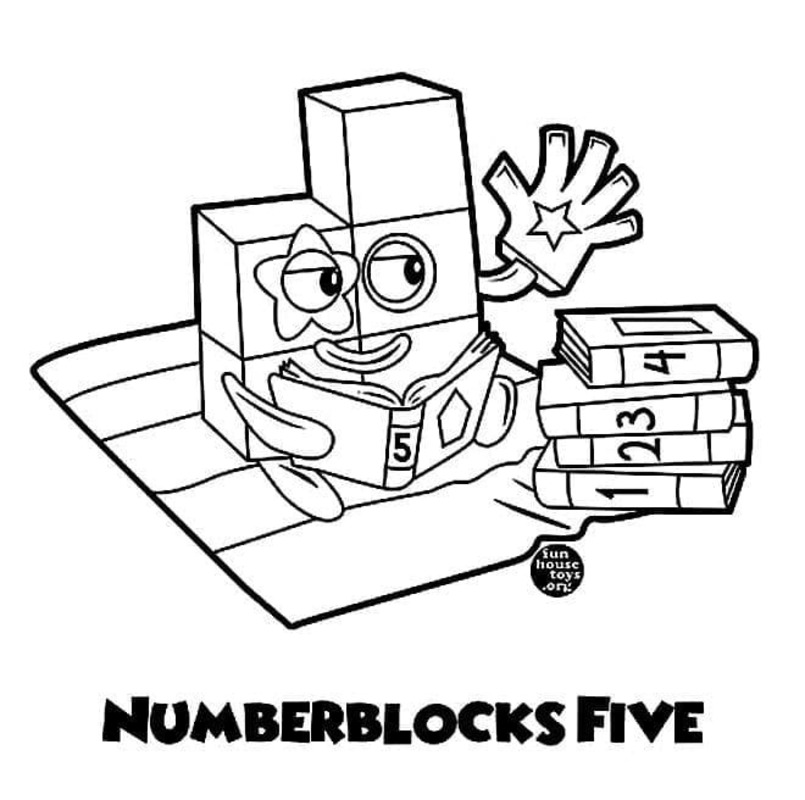 Dibujos de Dibujar Numberblocks cinco para colorear