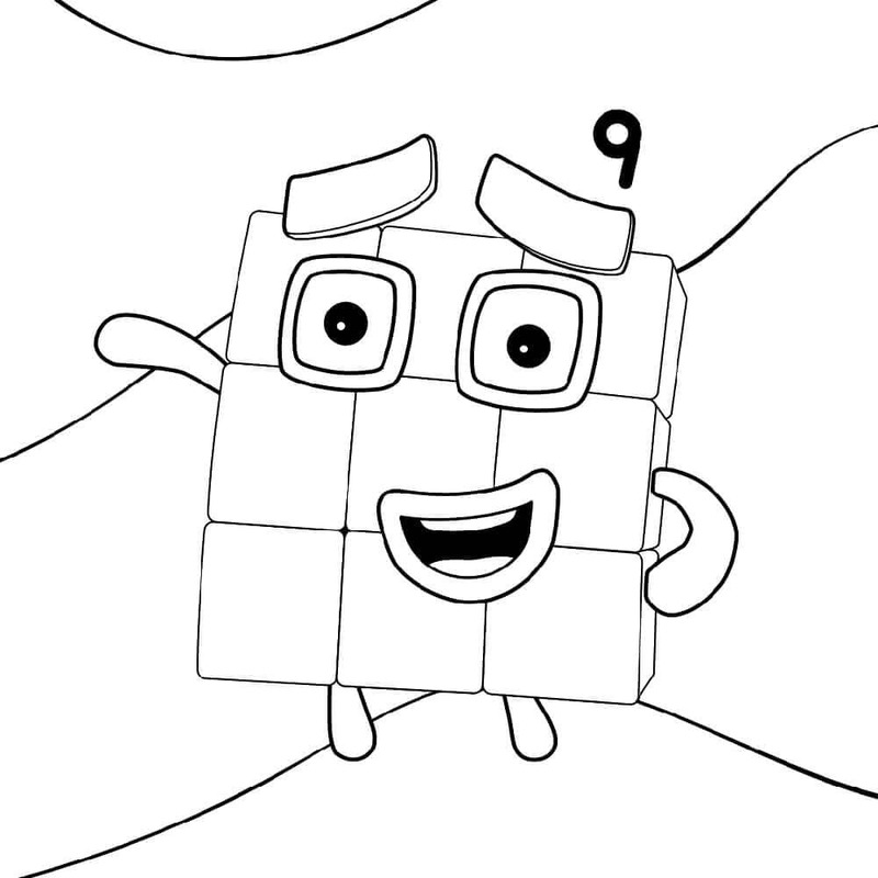 Dibujos de Dibujar Numberblocks Nueve para colorear
