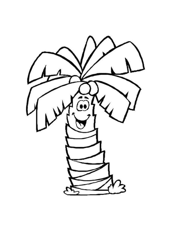 Dibujos de Dibujar Palmera fácil para colorear