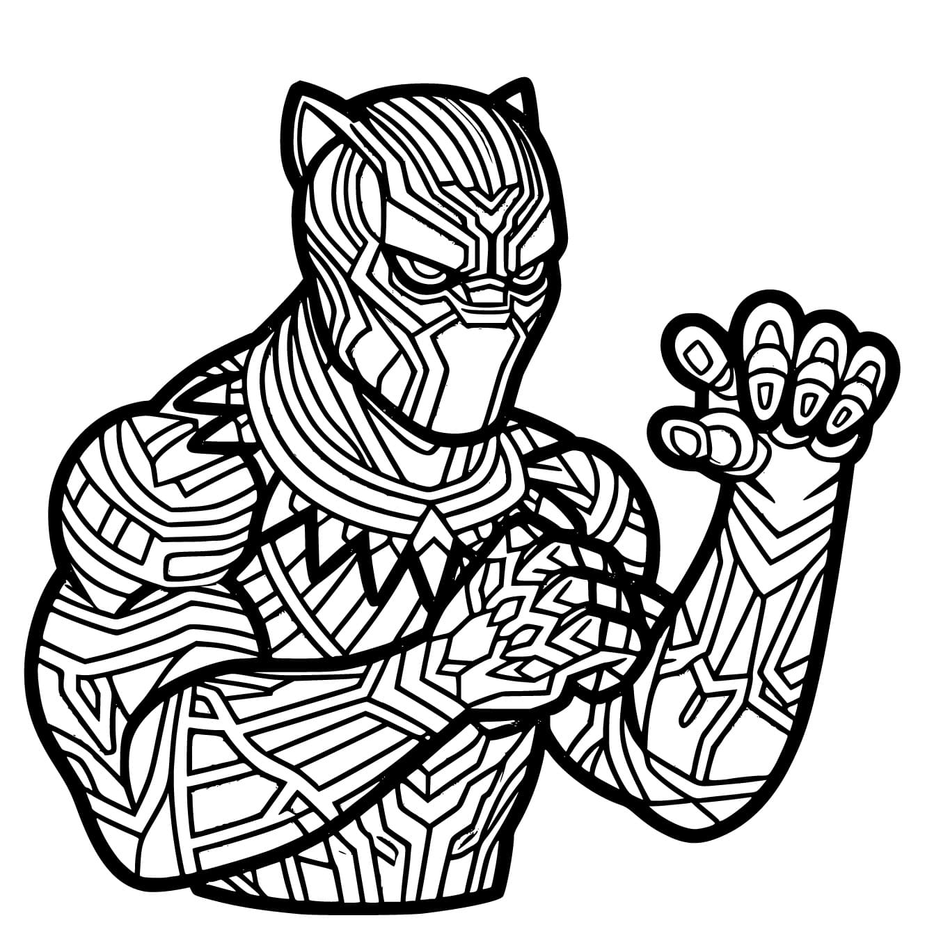 Dibujos de Dibujar Pantera Negra básico para colorear
