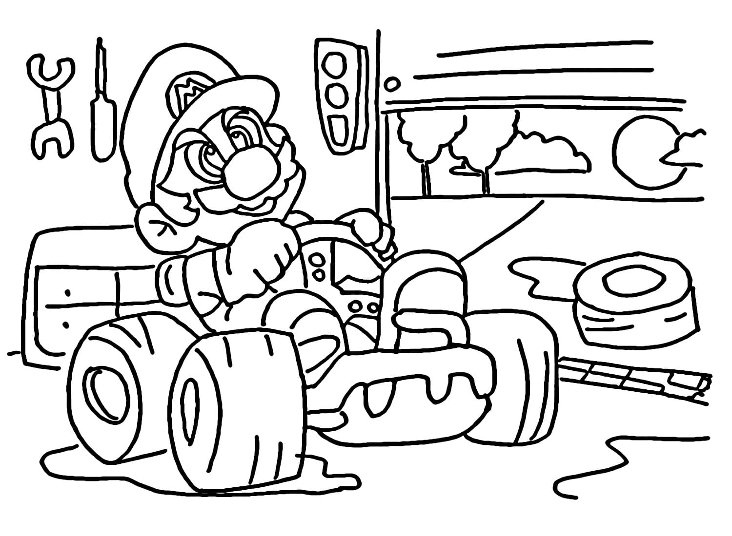 Dibujar para imprimir lindo Mario Kart para colorir