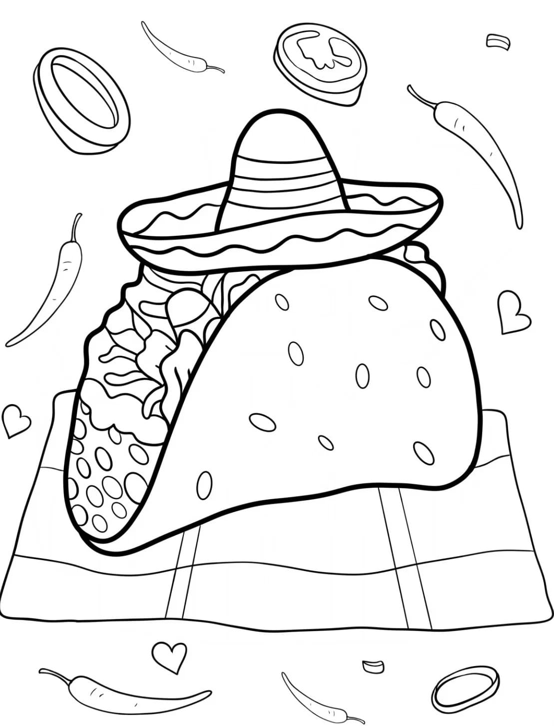 Dibujos de Dibujar Pastel Tacos imprimible gratis para colorear