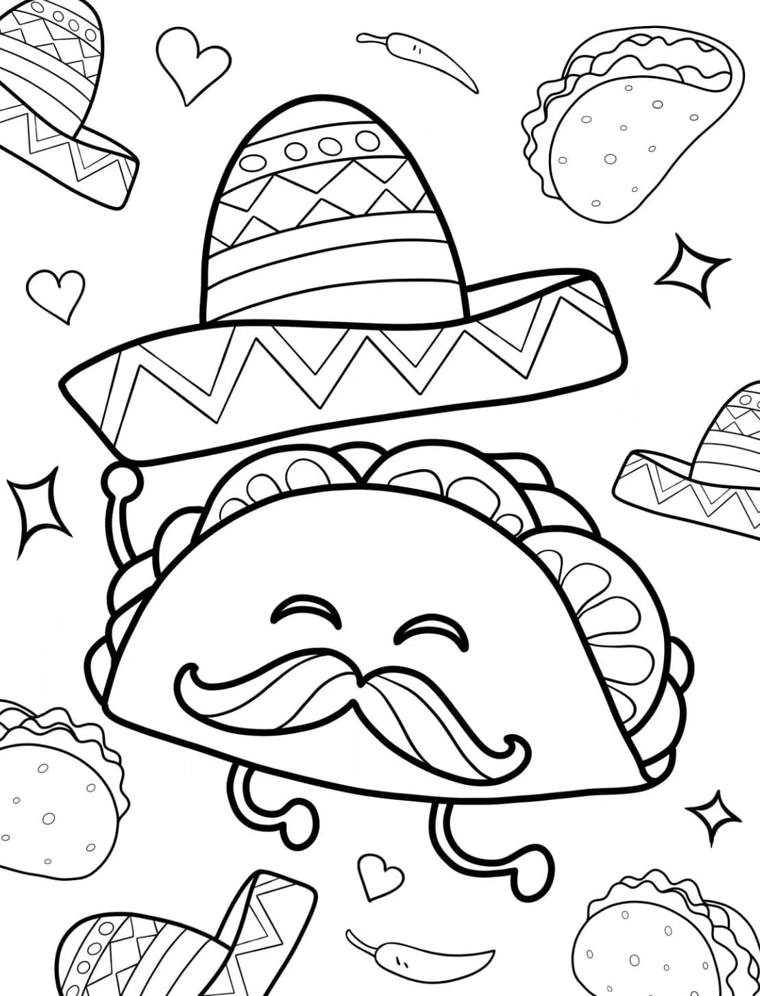 Dibujos de Dibujar Pastel Tacos lindo para colorear