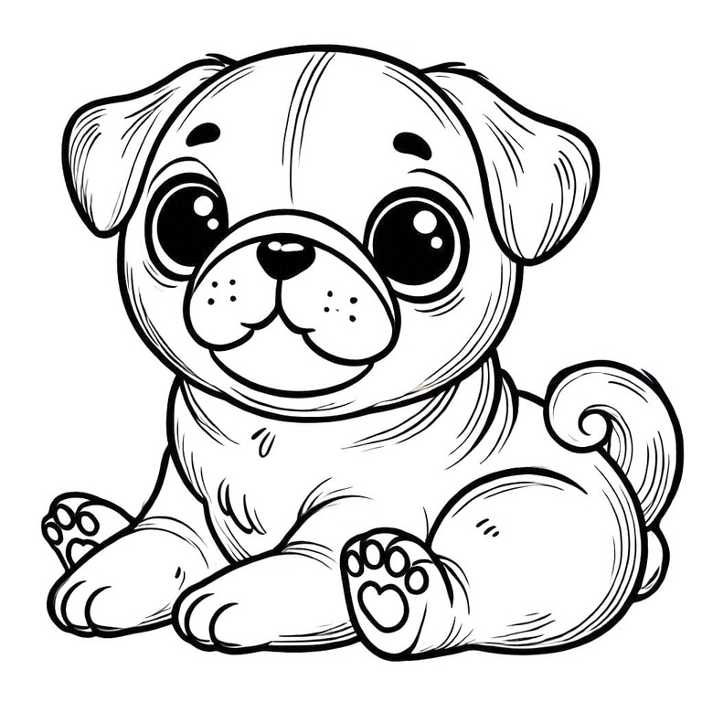 Dibujos de Dibujar Pequeño Pug para colorear