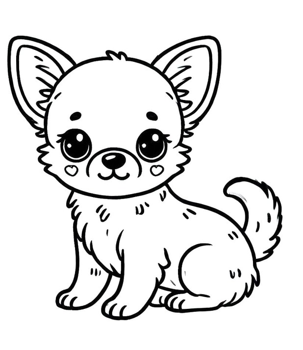 Dibujos de Dibujar perro chihuahua adorable para colorear