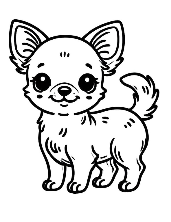 Dibujos de Dibujar perro chihuahua alegre para colorear