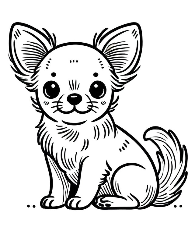 Dibujos de Dibujar perro chihuahua amigable para colorear