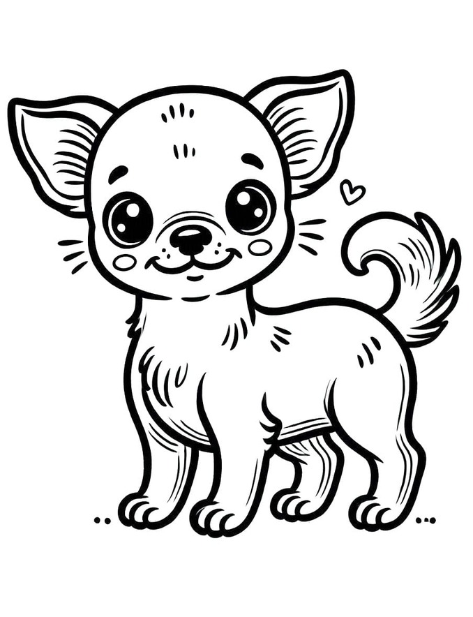 Dibujos de Dibujar perro chihuahua está sonriendo para colorear