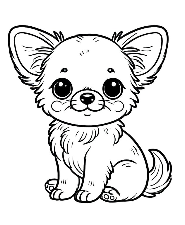 Dibujos de Dibujar perro chihuahua feliz para colorear