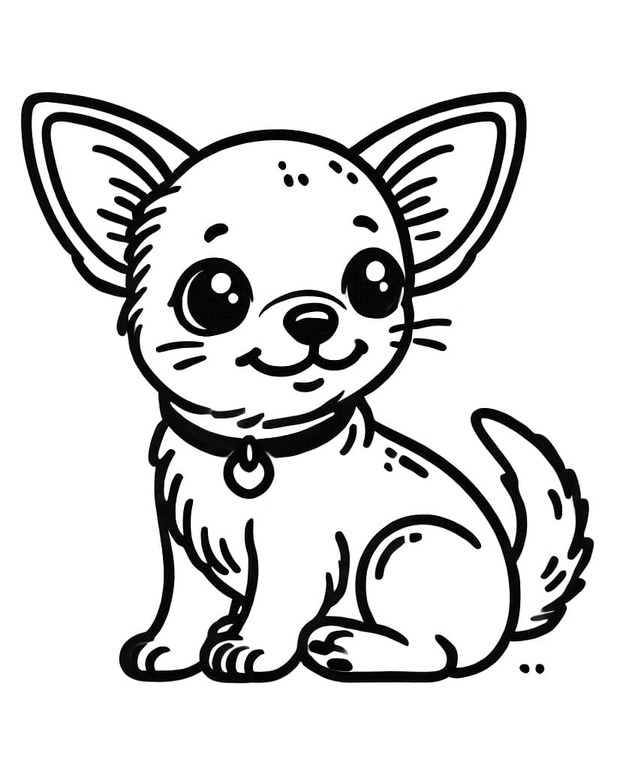 Dibujos de Dibujar perro chihuahua kawaii para colorear