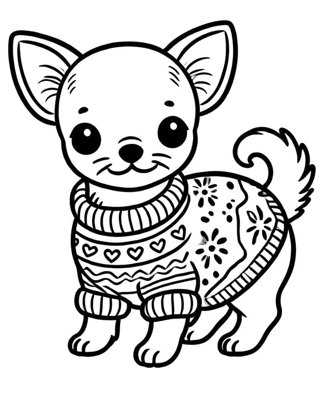 Dibujos de Dibujar perro chihuahua pequeño para colorear