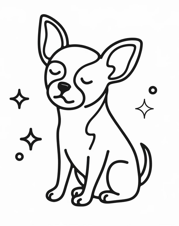 Dibujos de Dibujar perro chihuahua sencillo para colorear