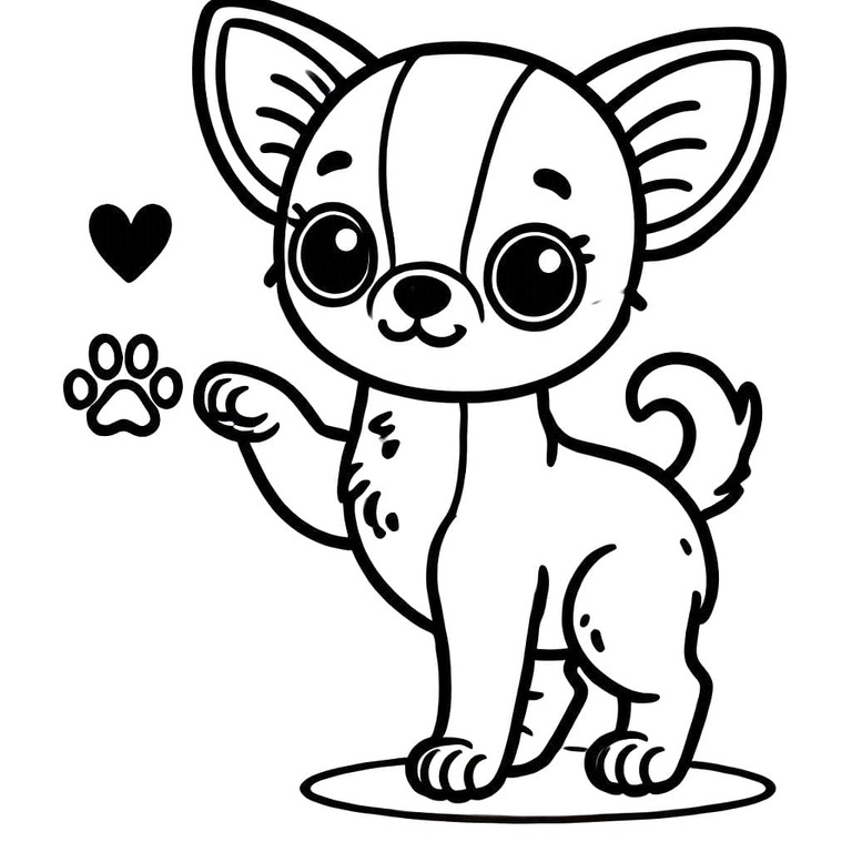 Dibujos de Dibujar perro chihuahua sonriendo para colorear