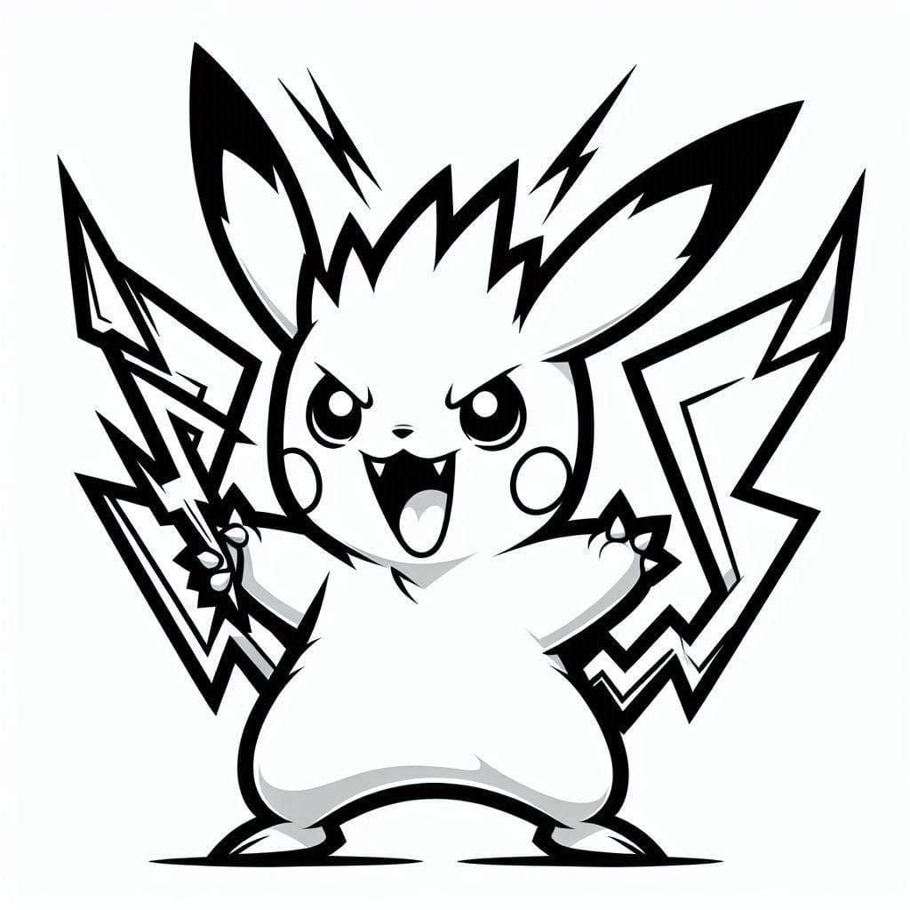 Dibujos de Dibujar Pikachu feroz Gratis para colorear