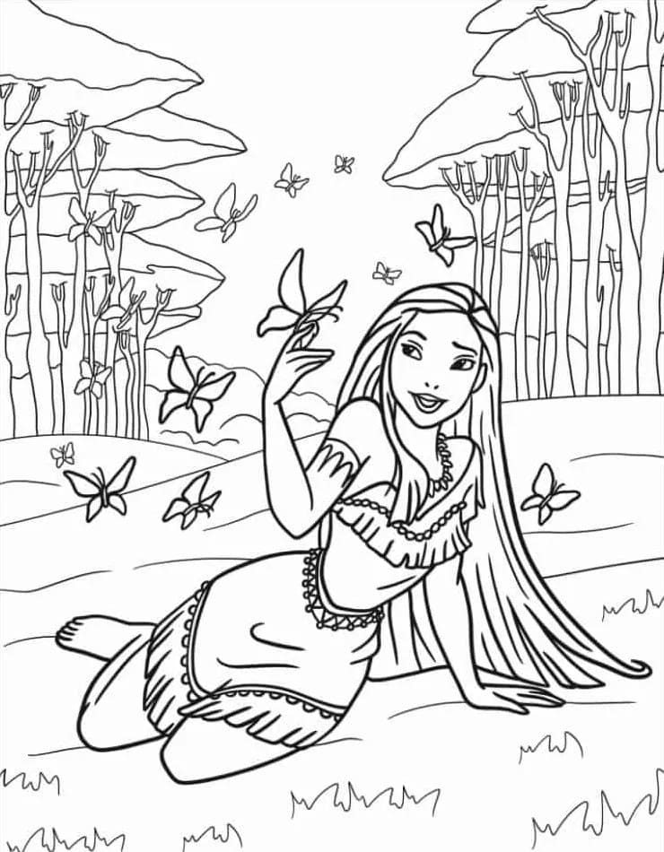 Dibujos de Dibujar Pocahontas básico para colorear