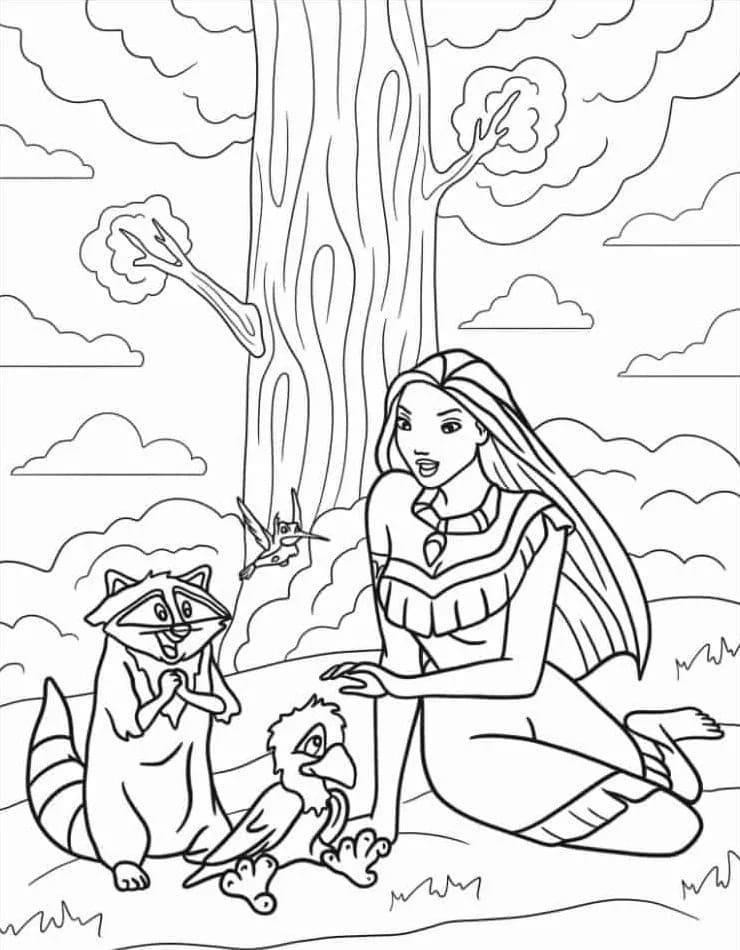 Dibujos de Dibujar Pocahontas gratis para colorear