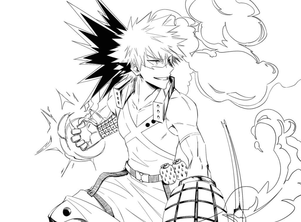 Dibujos de Dibujar poderoso Katsuki Bakugo gratis para colorear