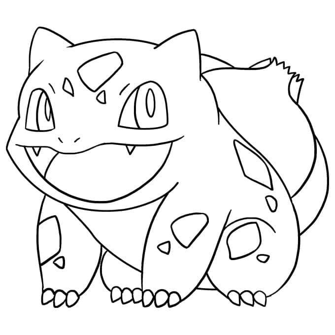 Dibujos de Dibujar Pokémon Bulbasaur sonriendo para colorear