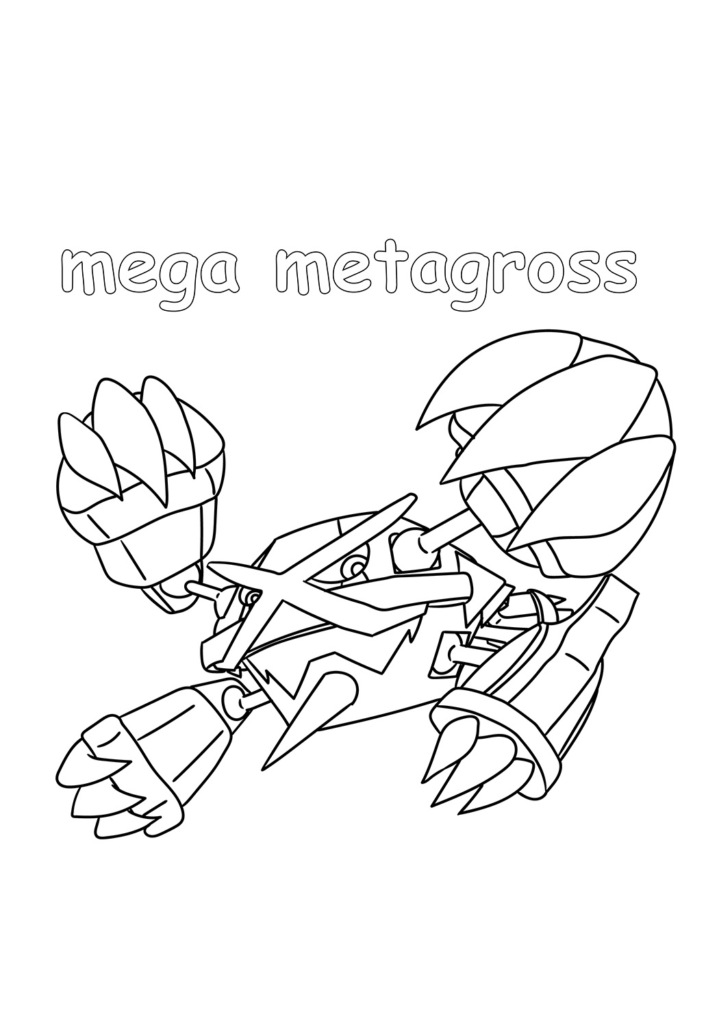 Dibujos de Dibujar Pokémon Mega Metagross gratis para colorear