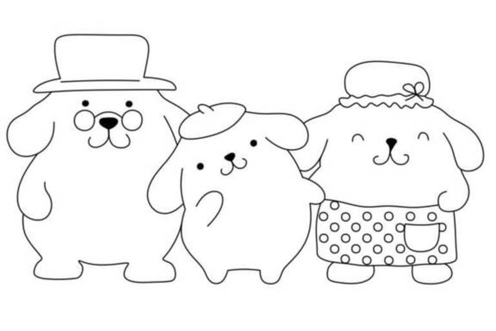 Dibujos de Dibujar Pompompurin y familia para colorear