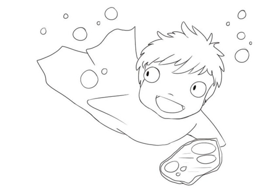 Dibujos de Dibujar Ponyo fácil gratuito para colorear