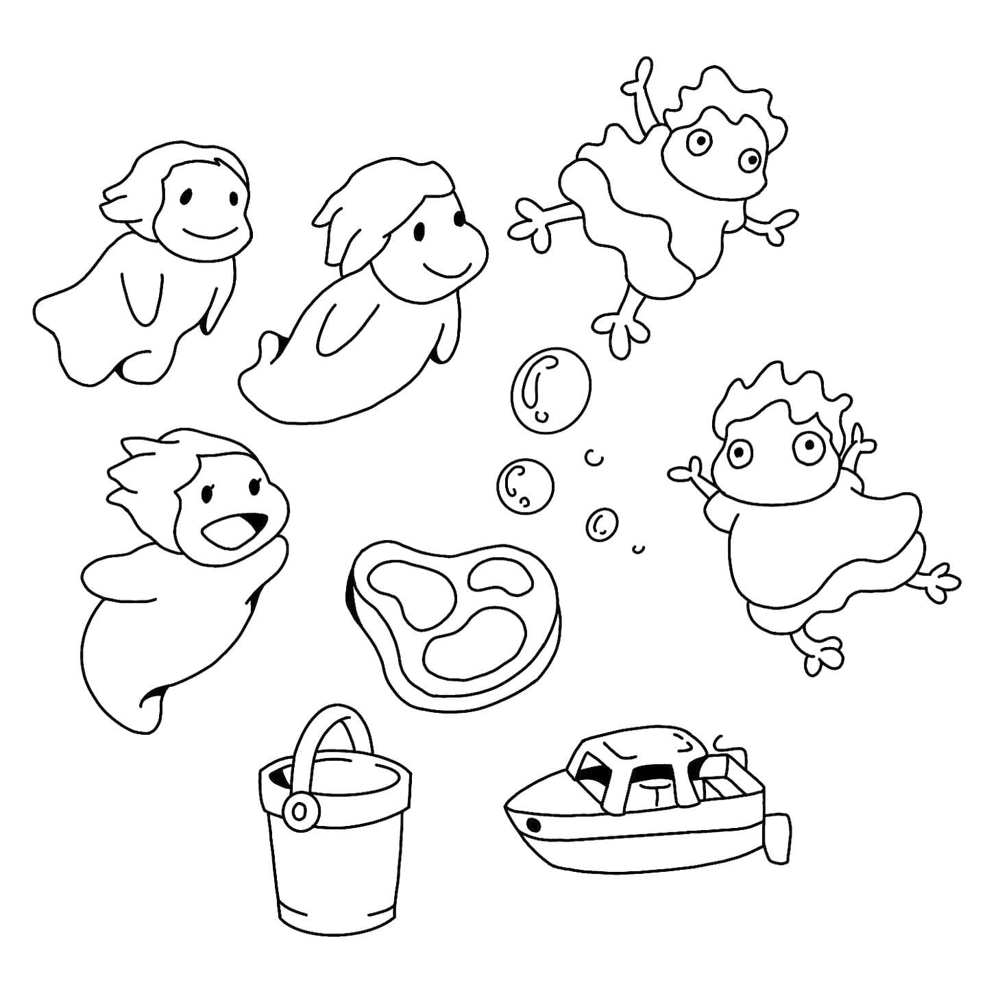 Dibujos de Dibujar Ponyo Imprimible para niños para colorear