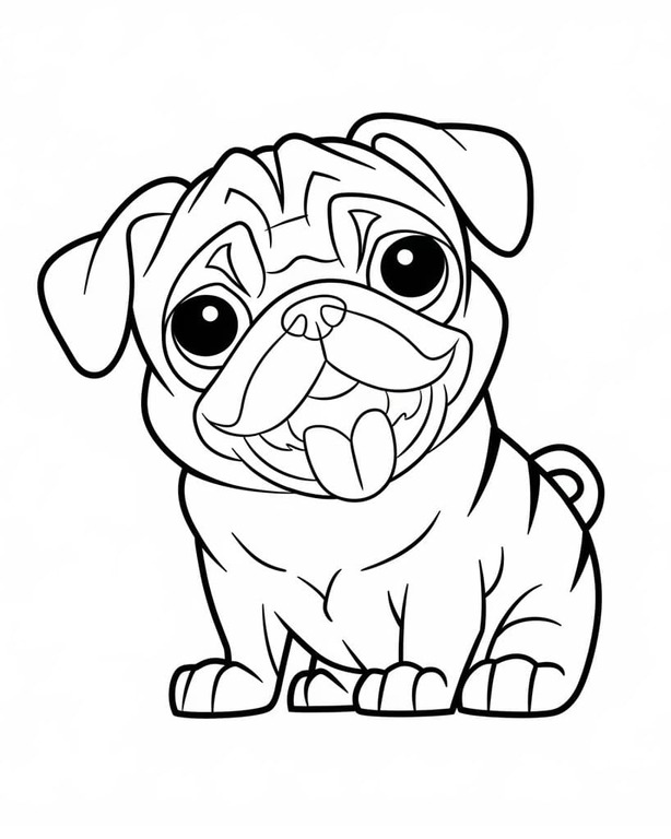 Dibujos de Dibujar Pug gracioso para colorear