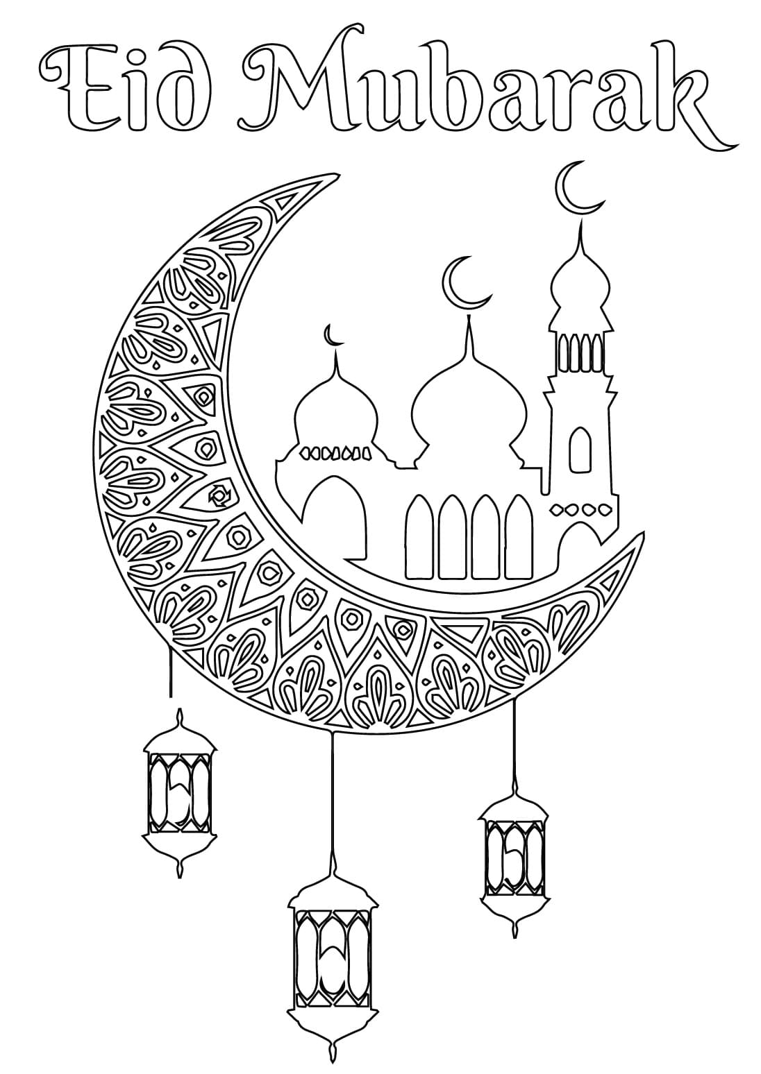 Dibujos de Dibujar saludo de Eid Mubarak para colorear