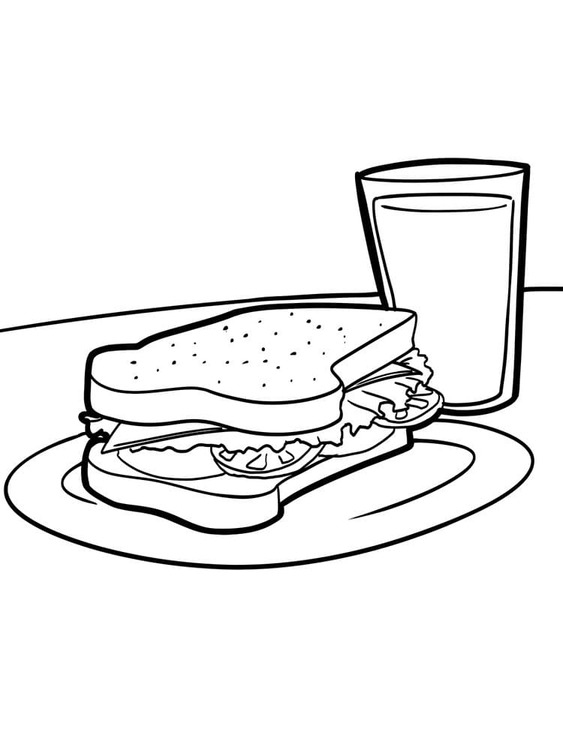 Dibujos de Dibujar sándwich de comida rápida para colorear