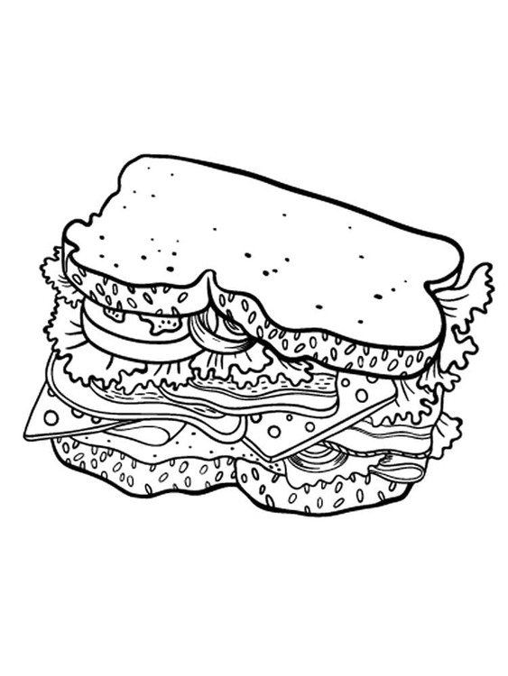 Dibujos de Dibujar sándwich en niños para colorear