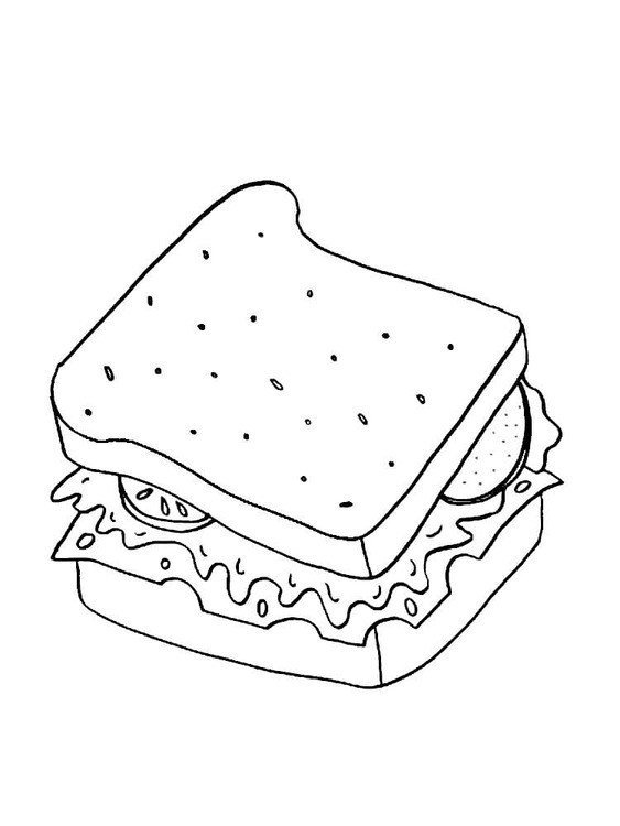 Dibujos de Dibujar sándwich imprimir en niños para colorear