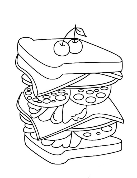 Dibujos de Dibujar sándwich muy sencillo para colorear