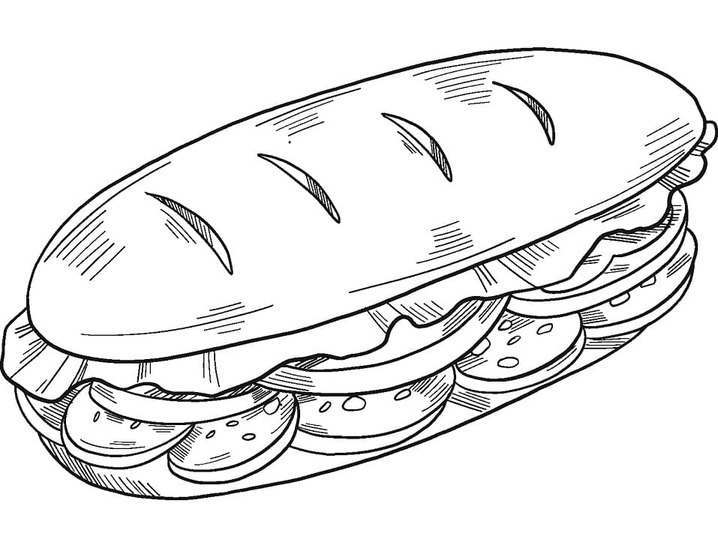 Dibujos de Dibujar sándwich normal para colorear