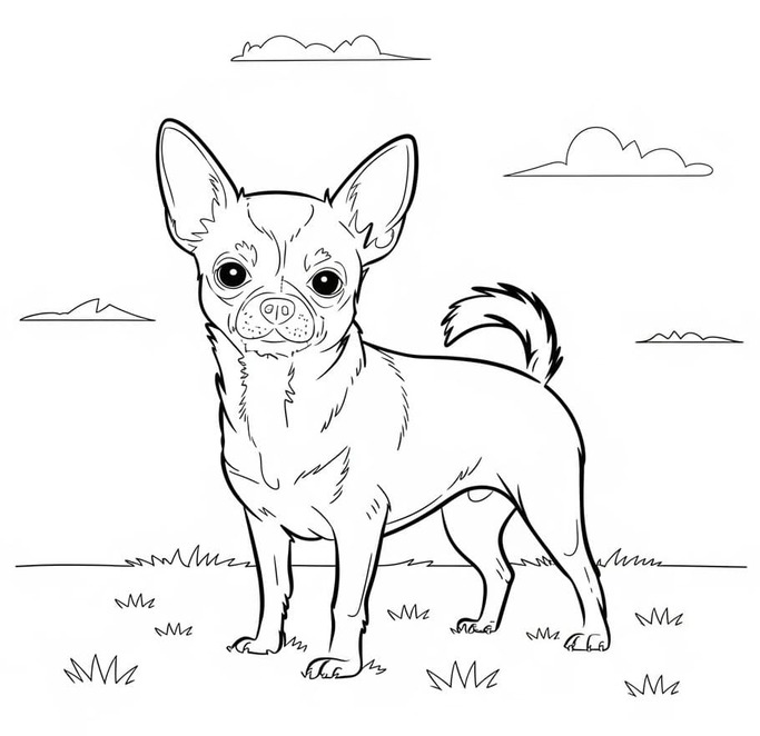 Dibujos de Dibujar sencillo perro chihuahua para colorear