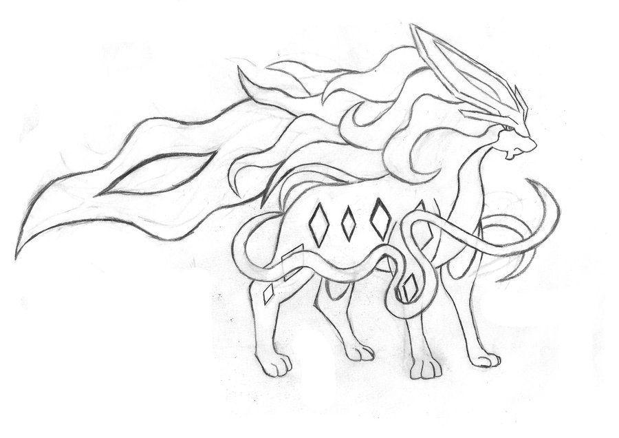 Dibujos de Dibujar Suicune Lineart para colorear