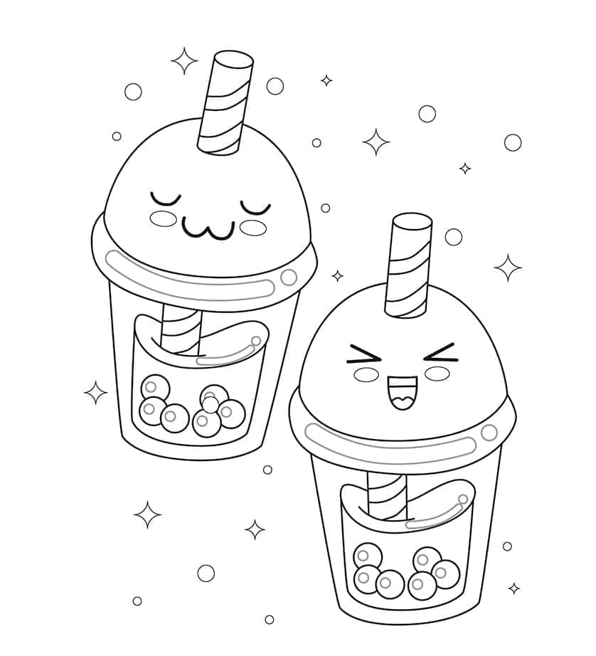 Dibujos de Dibujar té Boba Kawaii para colorear