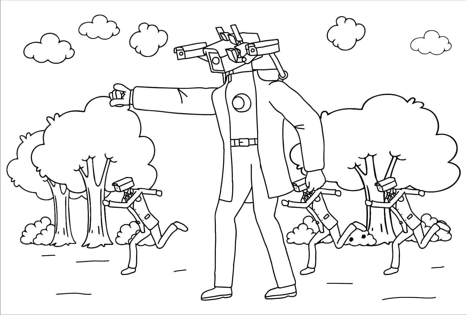 Dibujos de Dibujar Titan Cameraman básico para colorear