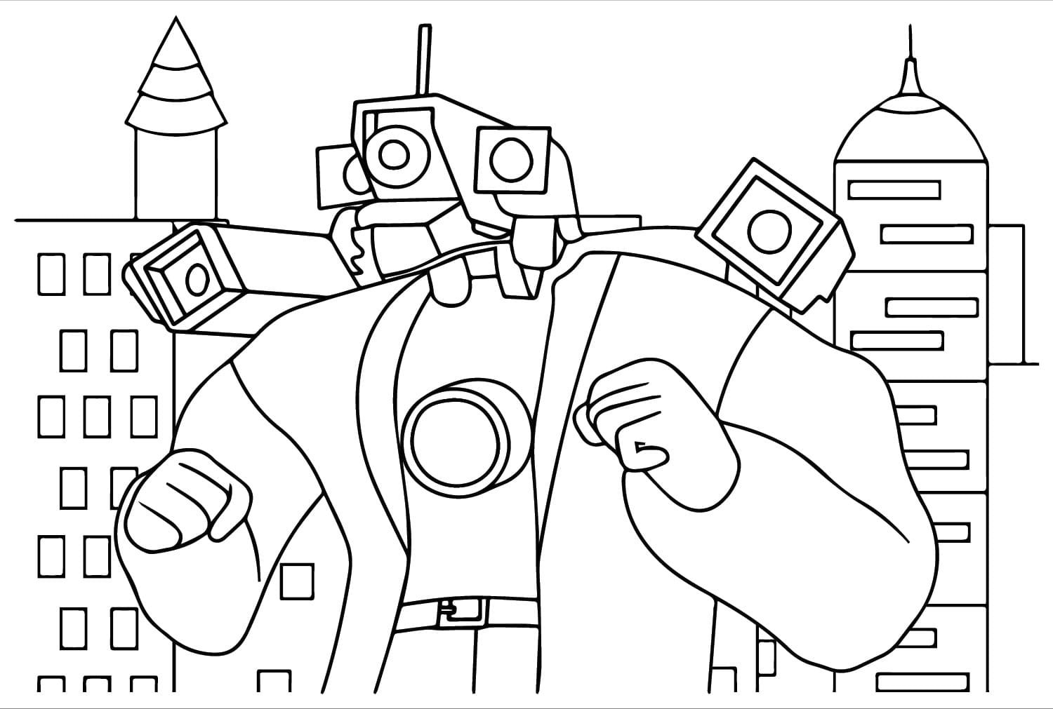 Dibujos de Dibujar Titan Cameraman fácil en niños para colorear