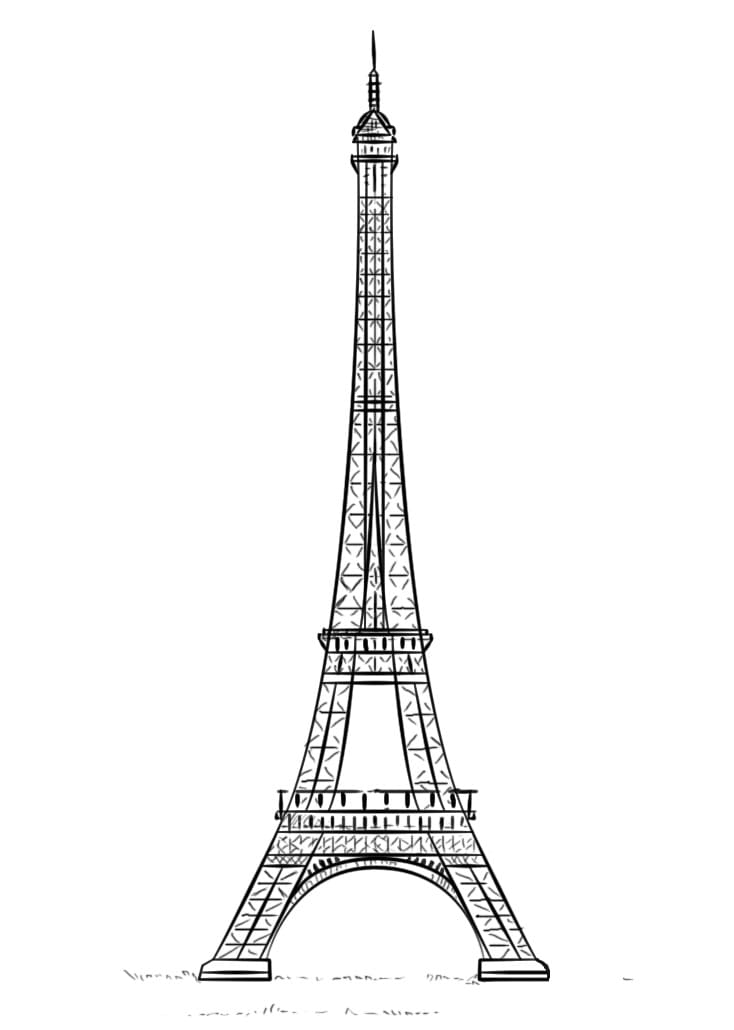 Dibujos de Dibujar Torre Eiffel 1 para colorear