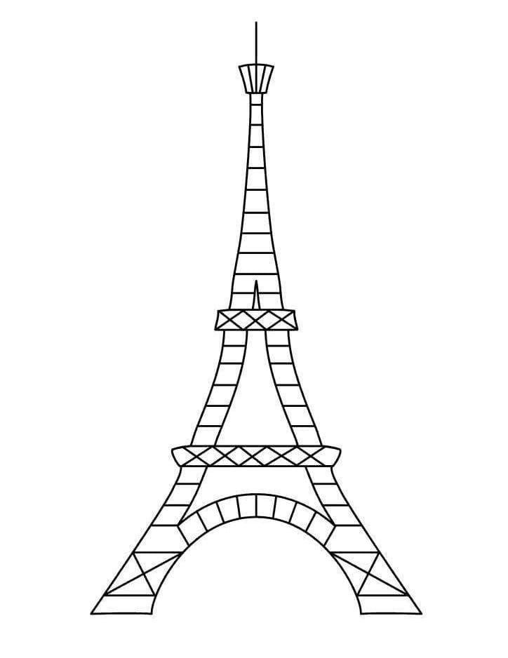 Dibujos de Dibujar Torre Eiffel básico gratuito para colorear