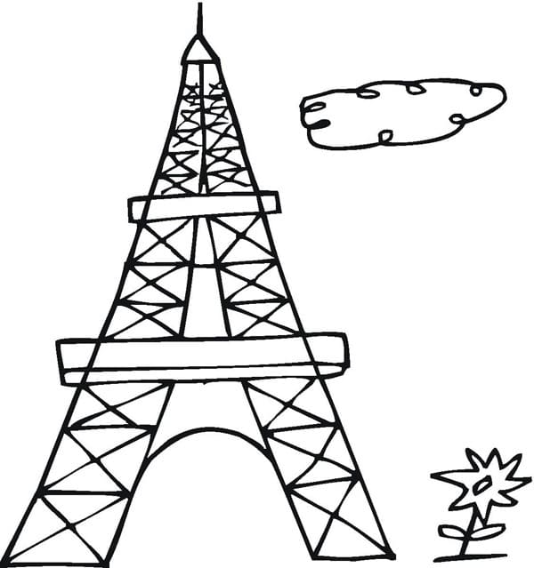 Dibujos de Dibujar Torre Eiffel en niños para colorear