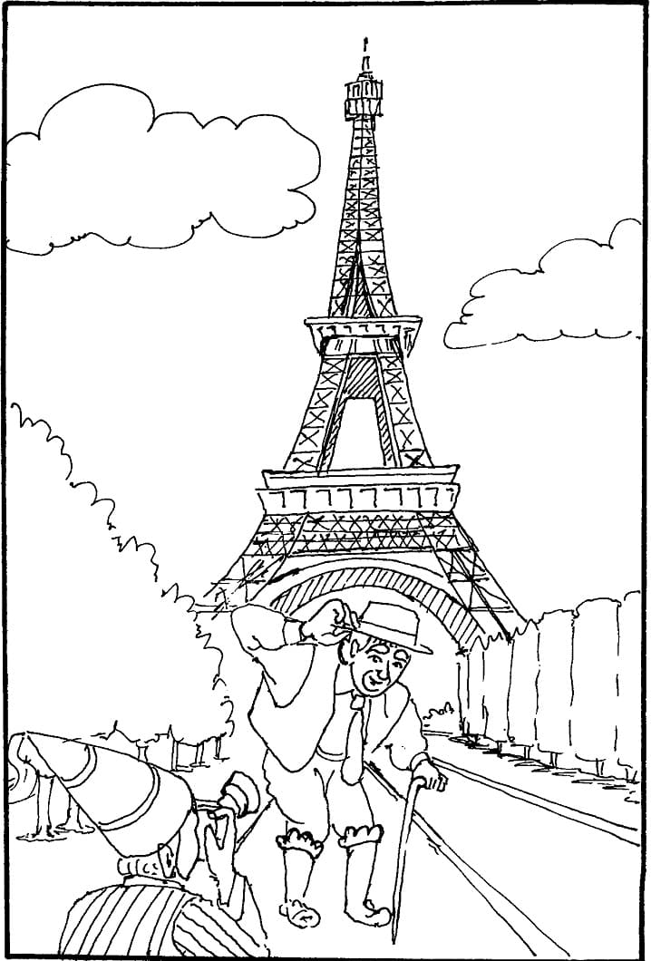 Dibujos de Dibujar Torre Eiffel fácil en niños para colorear
