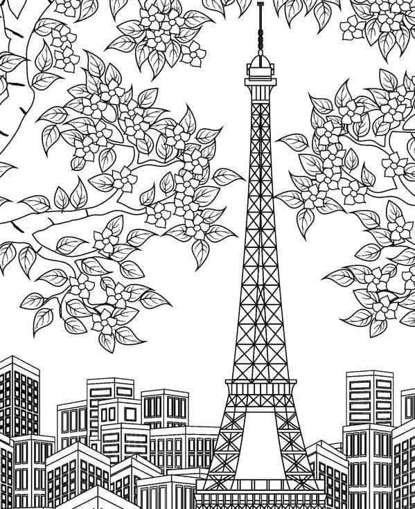 Dibujos de Dibujar Torre Eiffel fácil gratuito para colorear