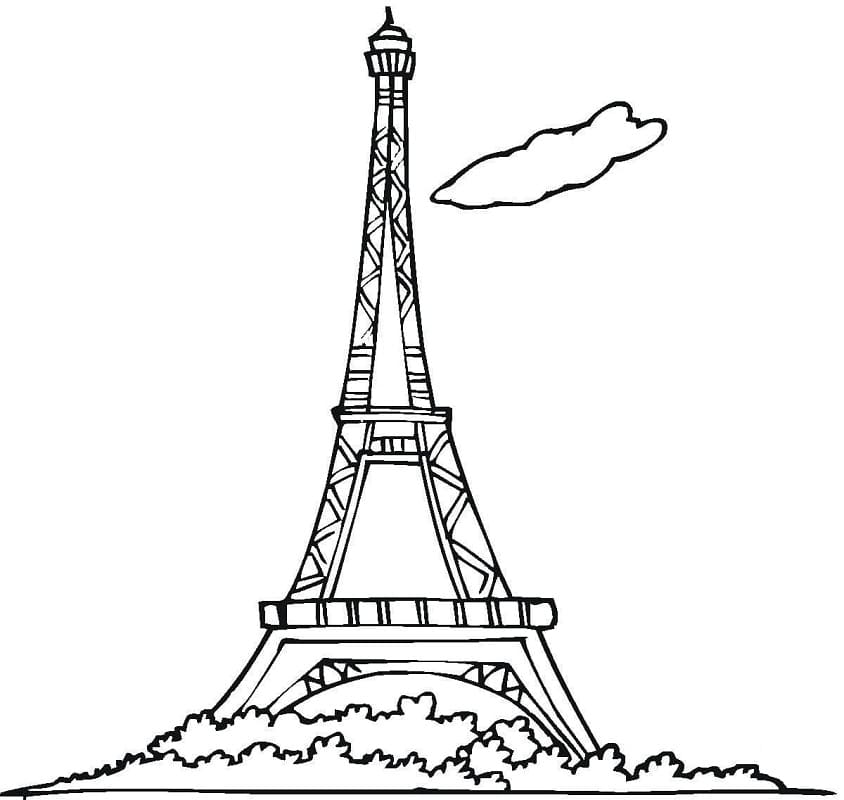 Dibujos de Dibujar Torre Eiffel Gratis para niños para colorear